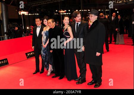 Actor Tong Dawai, actress Ni Ni, director Zhang Yimou, actress Zhang Doudou, british actor Christian Bale and his wife Sandra Blazic attend 'The flowers of war' premiere for the 62nd Berlin International Film Festival, in Berlin, Germany, 13 February 2012. The 62nd Berlinale takes place from 09 to 19 February. Photo by Aurore Marechal/ABACAPRESS.COM Stock Photo