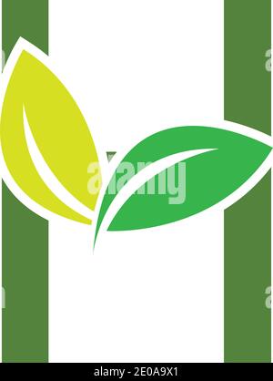 Letter H eco leaves logo icon design template elements Stock Vector