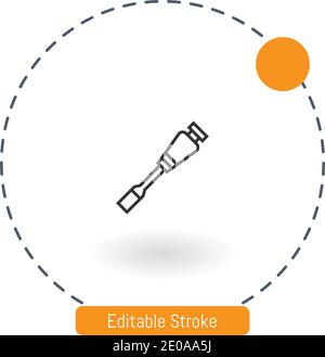 chisel vector icon editable stroke outline icons for web and mobile Stock Vector