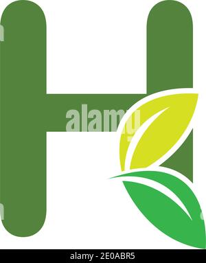 Letter H eco leaves logo icon design template elements Stock Vector