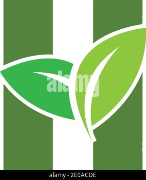 Letter H eco leaves logo icon design template elements Stock Vector