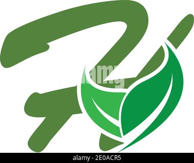 Letter H eco leaves logo icon design template elements Stock Vector