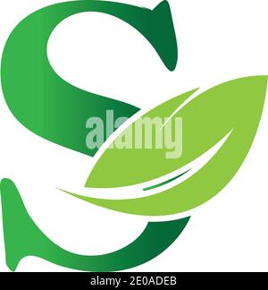 Letter S With Leaf Nature Initial Logo Design Template Vector Illustration Stock Vector