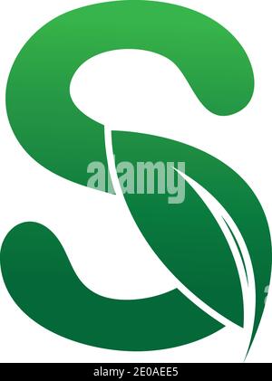 Letter S With Leaf Nature Initial Logo Design Template Vector Illustration Stock Vector