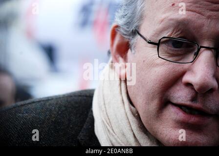 French leader of the French communist party (PCF) Pierre Laurent demonstrates during nationwide rally for 'Social Justice' called by French trade unions in Paris, France on February 29, 2012 as part of the European Day against austerity plans. Photo by Marella Barnera/ABACAPRESS.COM Stock Photo