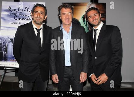 Actor Francois Cluzet and directors Eric Toledano and Olivier Nakache attend the premiere of 'The Intouchables' premiere at Alice Tully Hall in New York City, NY, USA on March 1, 2012. Photo by Charles Guerin/ABACAPRESS.COM Stock Photo
