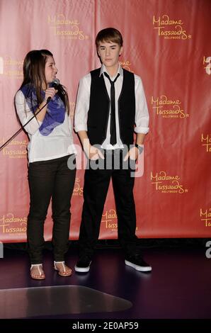 Alisha Purdom winner of the Madame Tussauds Hollywood's Justin Bieber Biggest Fan Contest, helps to unveil the Justin Bieber wax figure at Madame Tussauds in Hollywood, California on March 01, 2012. Photo by Graylock/ABACAUSA.COM Stock Photo