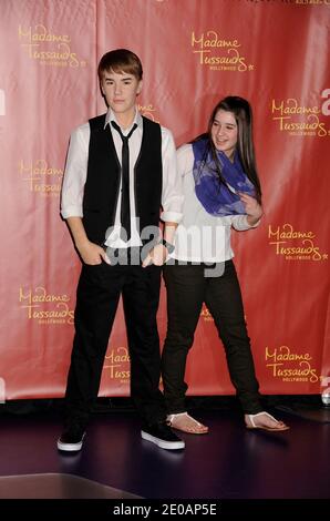 Alisha Purdom winner of the Madame Tussauds Hollywood's Justin Bieber Biggest Fan Contest, helps to unveil the Justin Bieber wax figure at Madame Tussauds in Hollywood, California on March 01, 2012. Photo by Graylock/ABACAUSA.COM Stock Photo