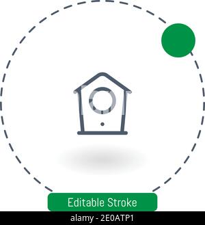 bird house vector icon editable stroke outline icons for web and mobile Stock Vector