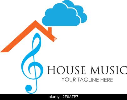 House music logo images illustration design template Stock Vector