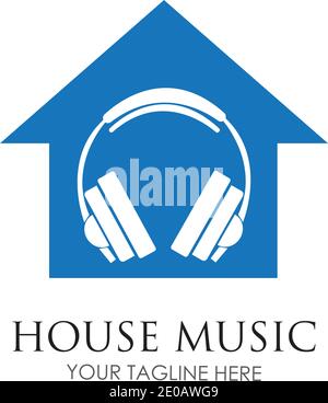House music logo images illustration design template Stock Vector