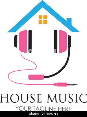 House music logo images illustration design template Stock Vector
