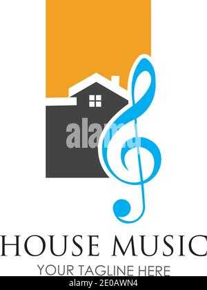 House music logo images illustration design template Stock Vector