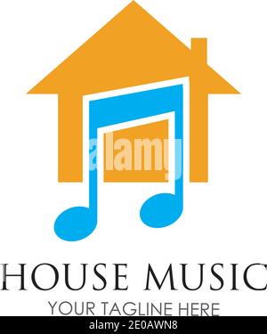 House music logo images illustration design template Stock Vector
