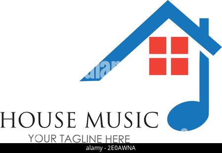 House music logo images illustration design template Stock Vector