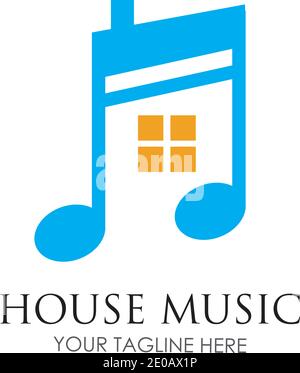 House music logo images illustration design template Stock Vector