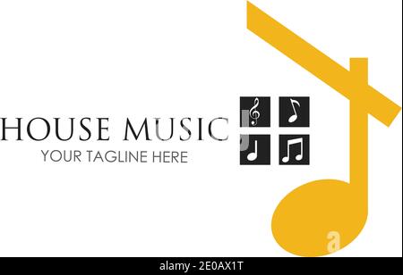 House music logo images illustration design template Stock Vector