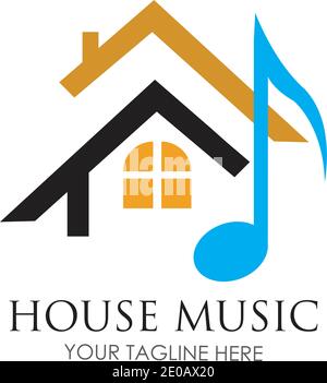House music logo images illustration design template Stock Vector