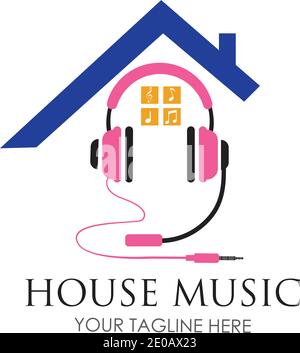 House music logo images illustration design template Stock Vector
