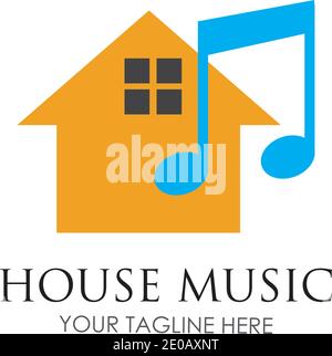 House music logo images illustration design template Stock Vector