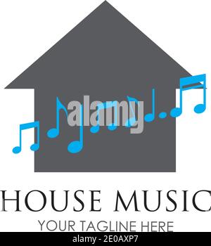 House music logo images illustration design template Stock Vector