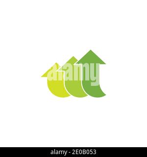green bar chart up arrows business finance symbol logo vector Stock Vector