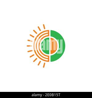 letter cd sun swirl circle geometric design logo vector Stock Vector