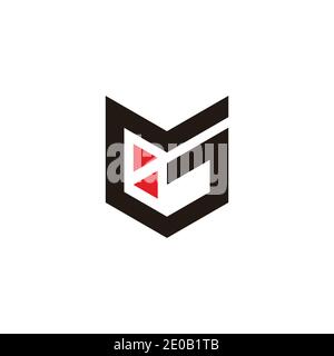 abstract letter mg simple geometric triangle mosaic arrows logo vector Stock Vector