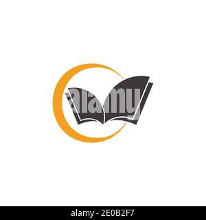 moon circle books design educative symbol logo vector Stock Vector
