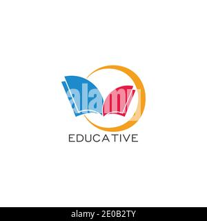 geometric motion circle books colorful design educative symbol logo vector Stock Vector