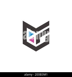 abstract letter ml simple geometric triangle mosaic arrows logo vector Stock Vector
