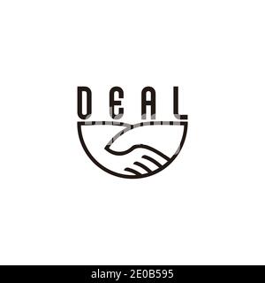 hand shake simple geometric thin line deal text symbol vector Stock Vector
