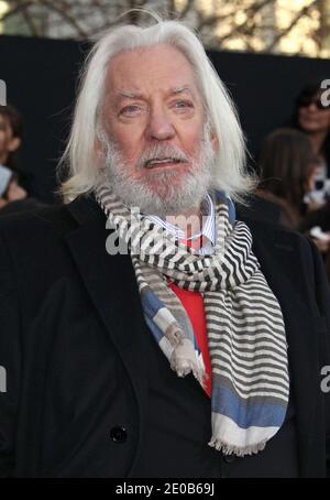 Donald Sutherland attending the World Premiere of The Hunger Games at the Nokia Theatre L.A. Live in Los Angeles, CA, USA on March 12, 2012. Photo by Baxter/ABACAPRESS.COM Stock Photo