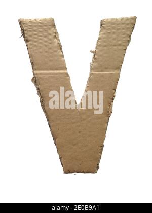 Cardboard texture Letter V. Paperboard alphabet Stock Photo