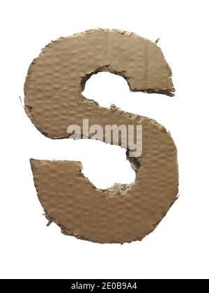 Cardboard texture Letter S. Paperboard alphabet Stock Photo