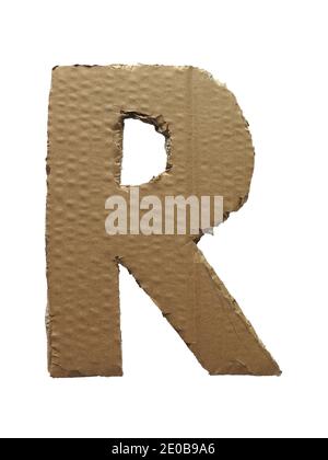 Cardboard texture Letter R. Paperboard alphabet Stock Photo