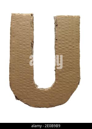 Cardboard texture Letter U. Paperboard alphabet Stock Photo