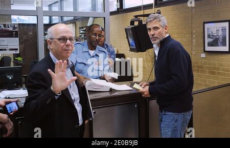 US actor George Clooney is being released from prison to the 2nd District police station after a demonstration outside of the Sudan Embassy in Washington, DC, on March 16, 2012. Photo by Olivier Douliery/ABACAPRESS.COM Stock Photo