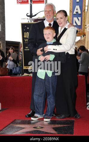 Malcolm McDowell posing with his wife Kelly and son Beckett is honored with a star on the Hollywood Walk of Fame in Los Angeles, CA, USA on March 16, 2012. Photo by Lionel Hahn/ABACAPRESS.COM Stock Photo