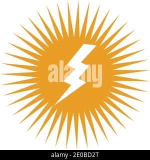 Thunder and Bolt Lighting Flash Icons Set. Flat Style on Dark Background. Vector - Vector Stock Vector