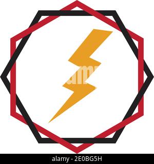 Thunder and Bolt Lighting Flash Icons Set. Flat Style on Dark Background. Vector - Vector Stock Vector