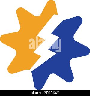 Thunder and Bolt Lighting Flash Icons Set. Flat Style on Dark Background. Vector - Vector Stock Vector