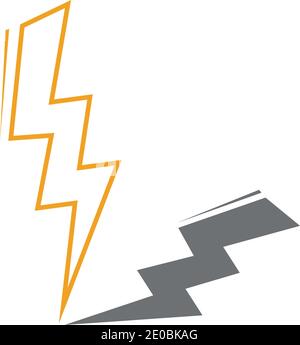 Thunder and Bolt Lighting Flash Icons Set. Flat Style on Dark Background. Vector - Vector Stock Vector