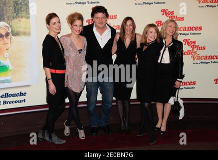 Julie Gayet, Philippe Lellouche, Julie Bernard, Nicole Calfan, Vanessa Demouy, Arielle Semeroff attending the 'Nos plus belles vacances' Photocall, before the premiere in Paris, held at the Gaumont Marignan in Paris, France on February 13, 2012. Photo by ABACAPRESS.COM Stock Photo