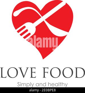 Love Food Logo vector illustration design Template Stock Vector