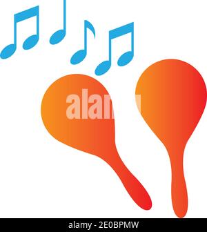 Maracas musical instrument icon. gradation style sign for mobile concept and web design. Percussion maracas flat vector icon. Brazilian carnival, Stock Vector