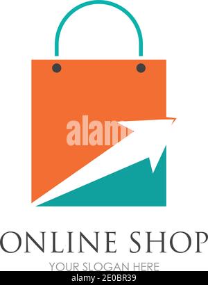 online shop logo vector icon illustration template design Stock Vector