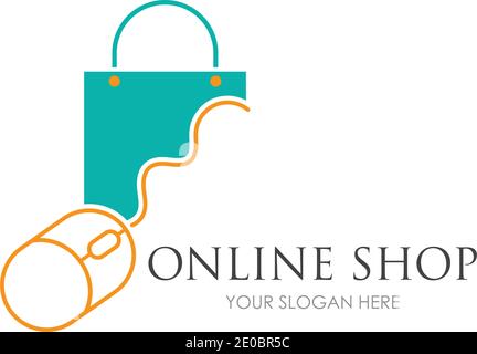 online shop logo vector icon illustration template design Stock Vector