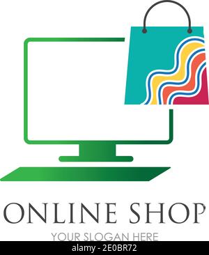 online shop logo vector icon illustration template design Stock Vector