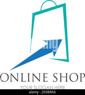 online shop logo vector icon illustration template design Stock Vector